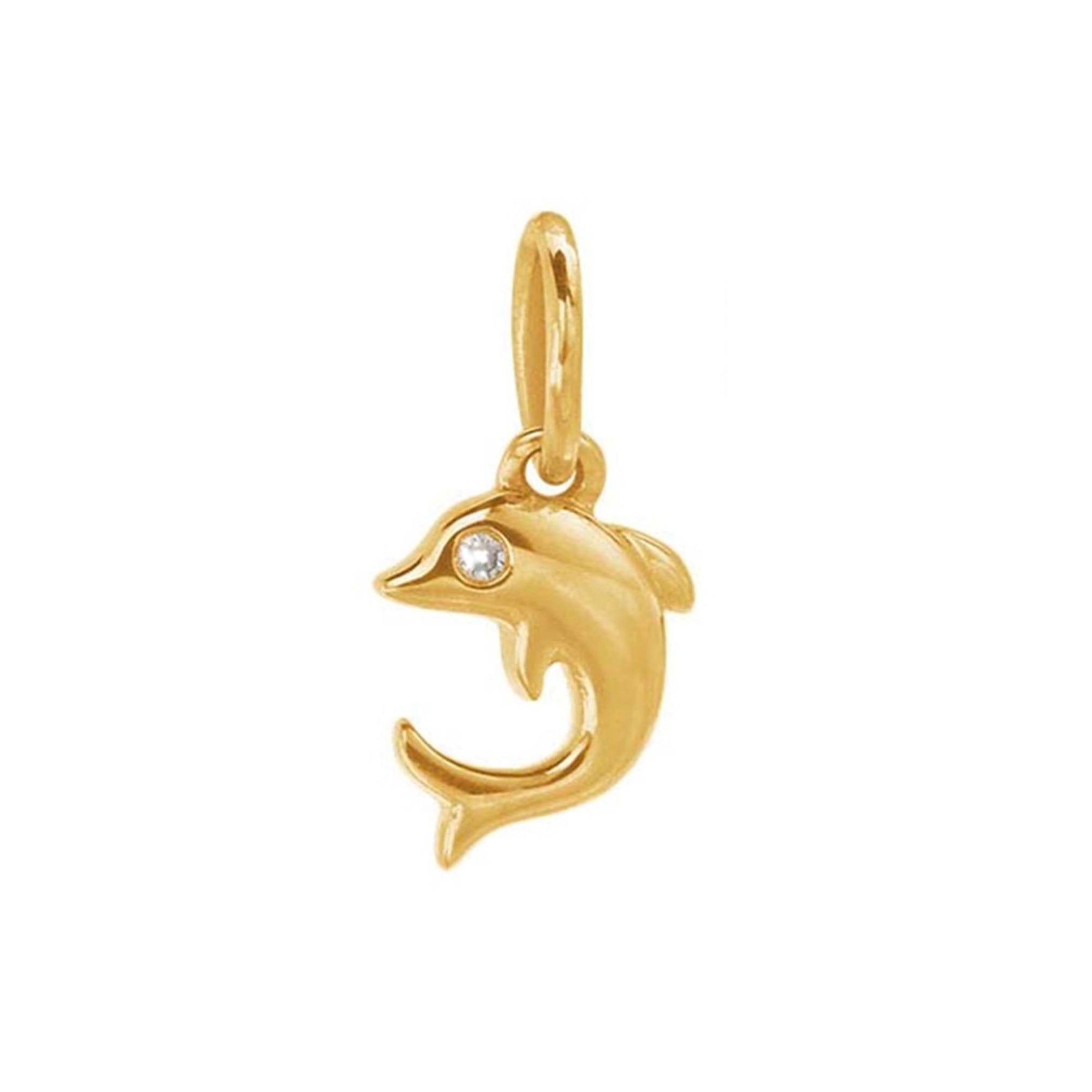 14kt Gold Diamond Dolphin Charm
