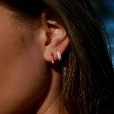 Pink Opal Ombre Oblong Ella Hoops