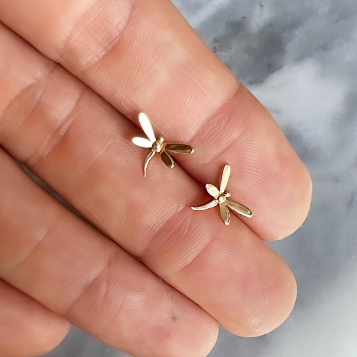 14kt Gold Dragonfly Studs