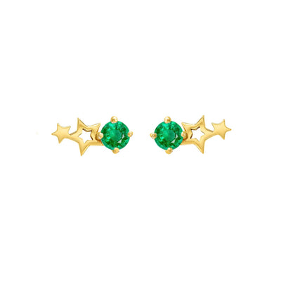 Solid Gold Celestial Birthstone Stud Earrings