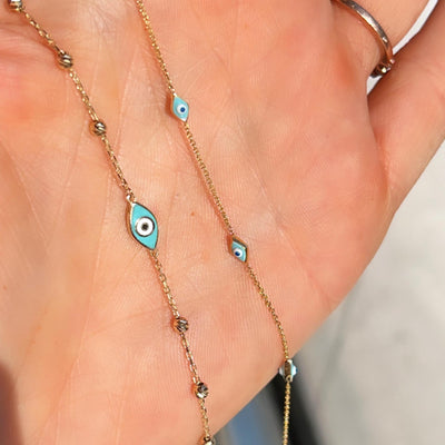 14kt Gold Turkish Evil Eye Bracelet
