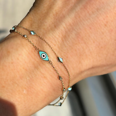 14kt Gold Turkish Evil Eye Bracelet