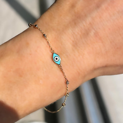 14kt Gold Turkish Evil Eye Bracelet