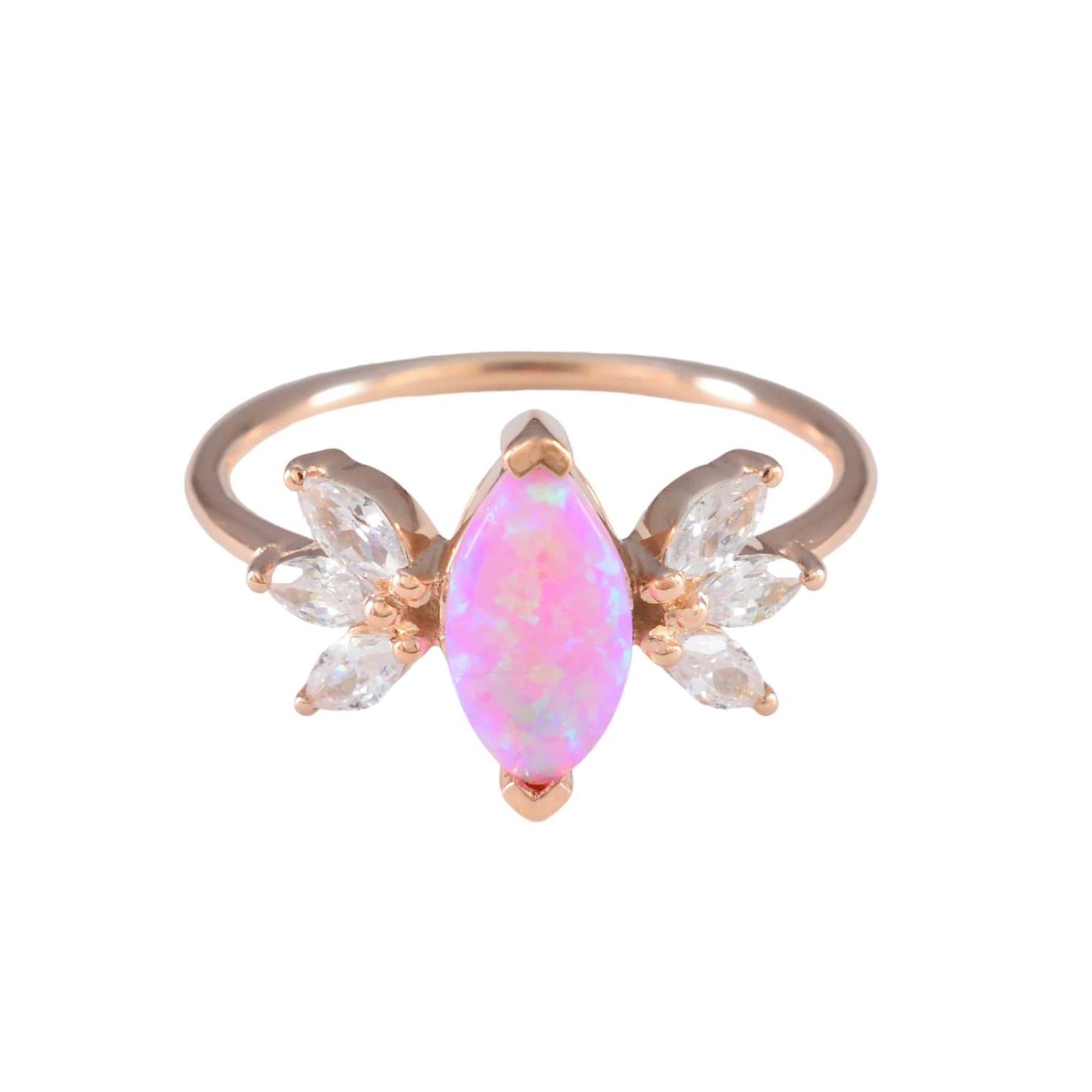 Rose Gold Pink Opal Firefly Ring