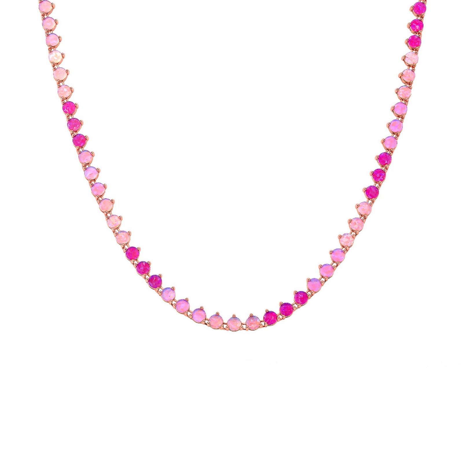 Rose Gold Pink Firefly Tennis Necklace