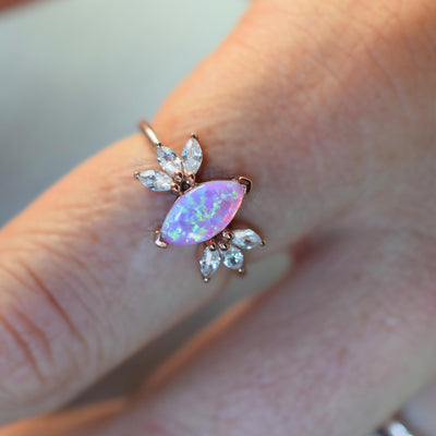 Rose Gold Pink Opal Firefly Ring