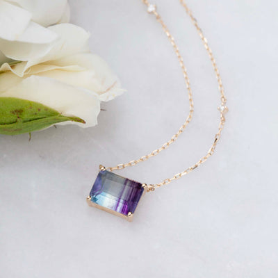 14kt Gold Fluorite & Diamond Montreux Pendant