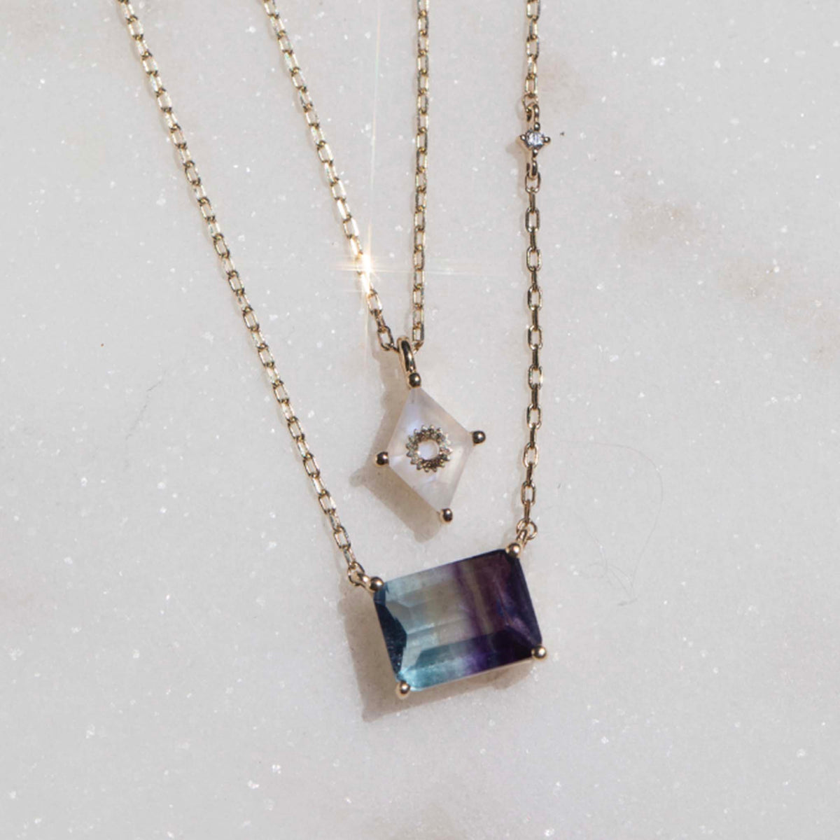 14kt Gold Fluorite & Diamond Montreux Pendant