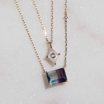14kt Gold Fluorite & Diamond Montreux Pendant