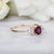 9kt Gold Rhodolite Garnet & Moonstone Sphinx Ring