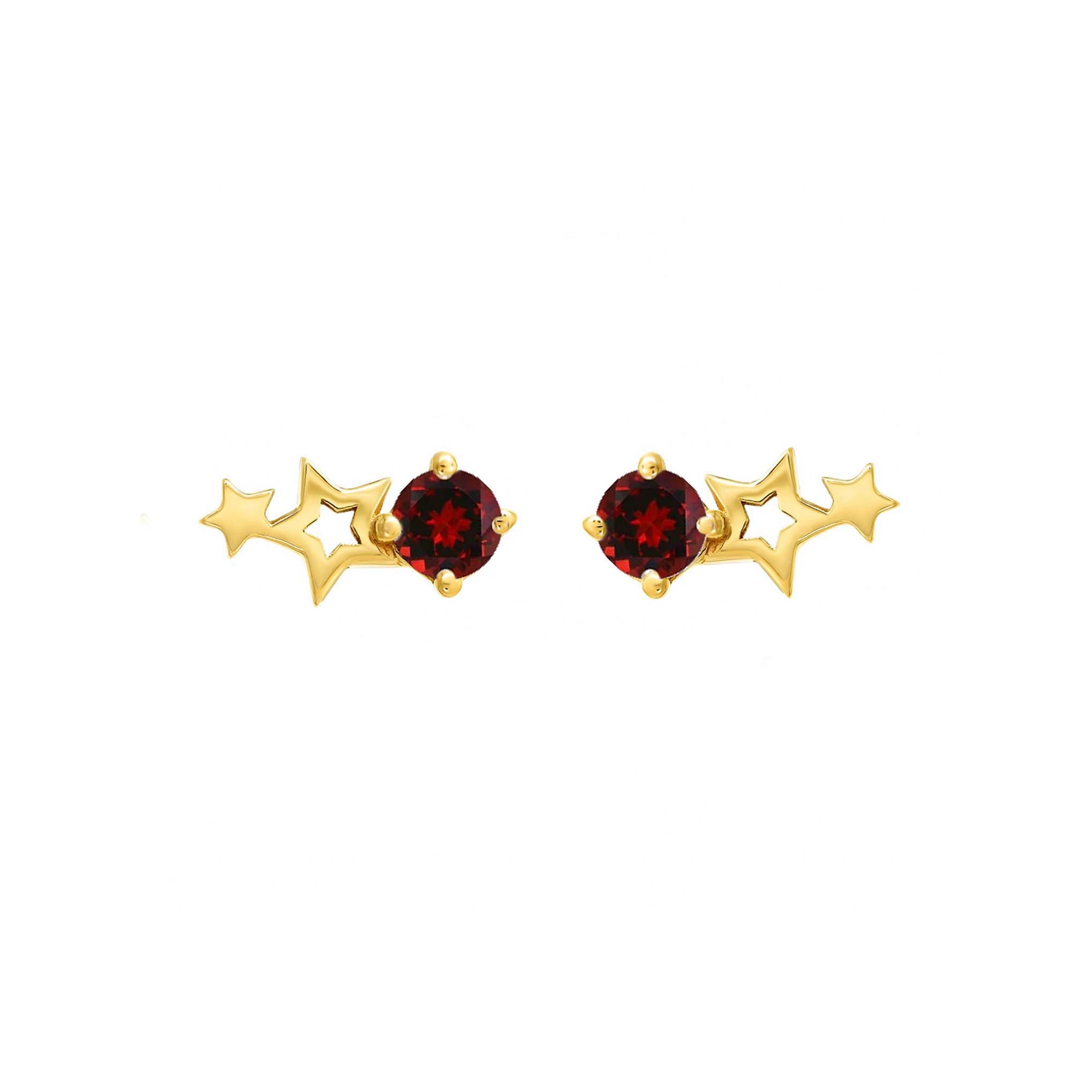 Solid Gold Celestial Birthstone Stud Earrings