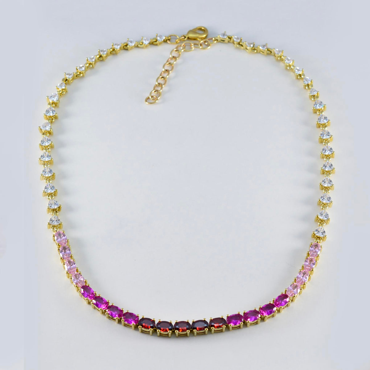 Ombre Pink Topaz and Garnet Grande Tennis Necklace