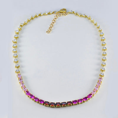 Ombre Pink Topaz and Garnet Grande Tennis Necklace