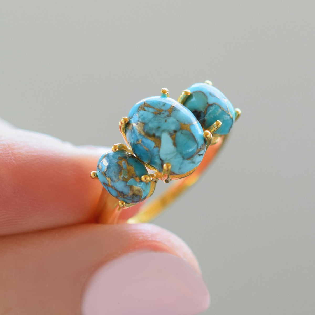 Copper Turquoise Gum Drop Ring