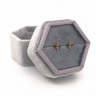 14kt Smoky Quartz and Black Diamond Throne Studs