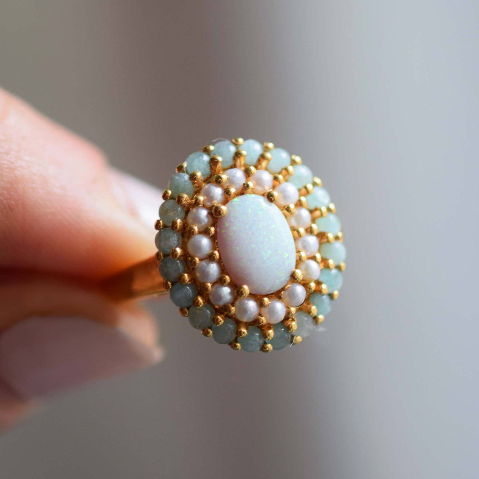 Rose Gold Vintage Opal Crown Ring