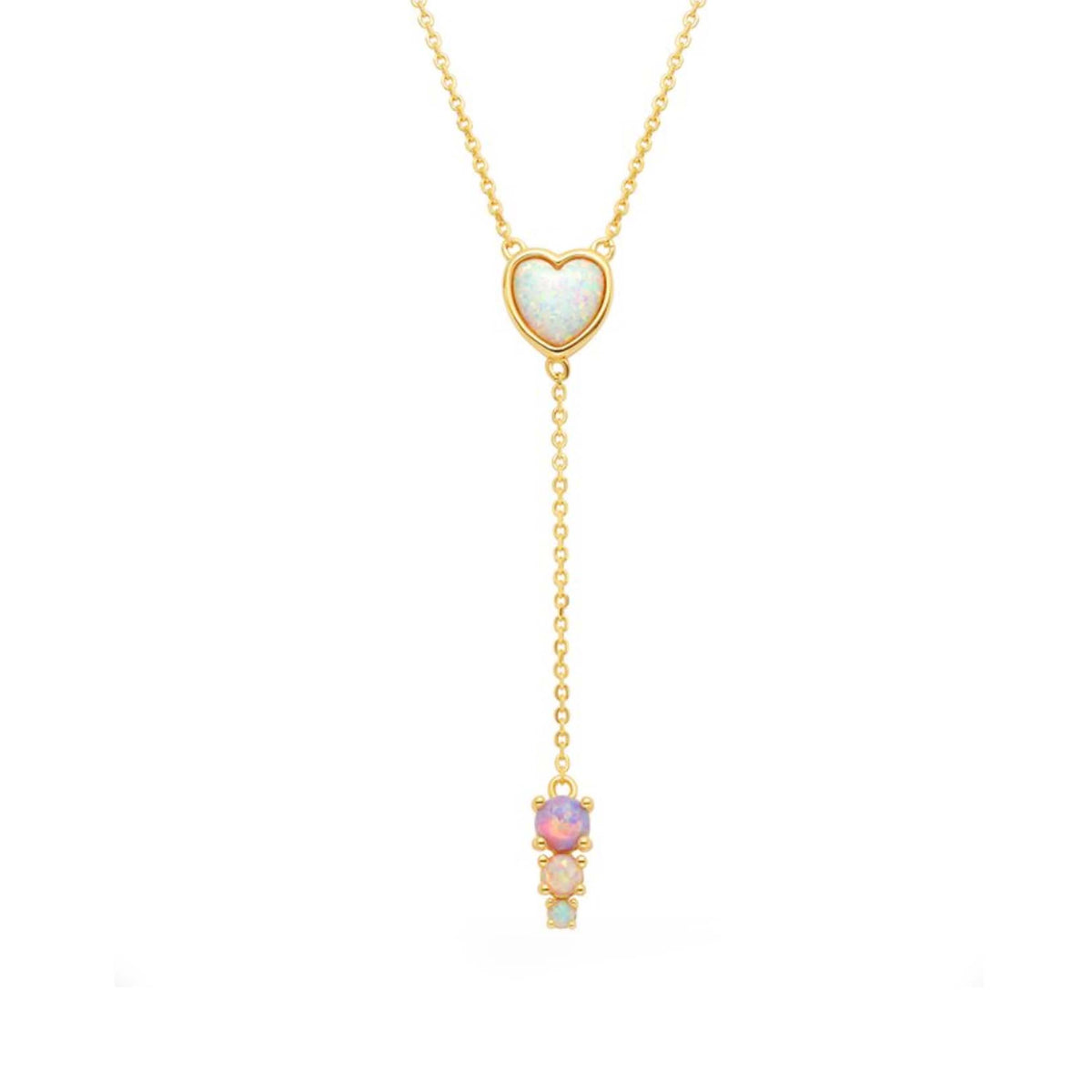 Pastel Opal Heart Lariat