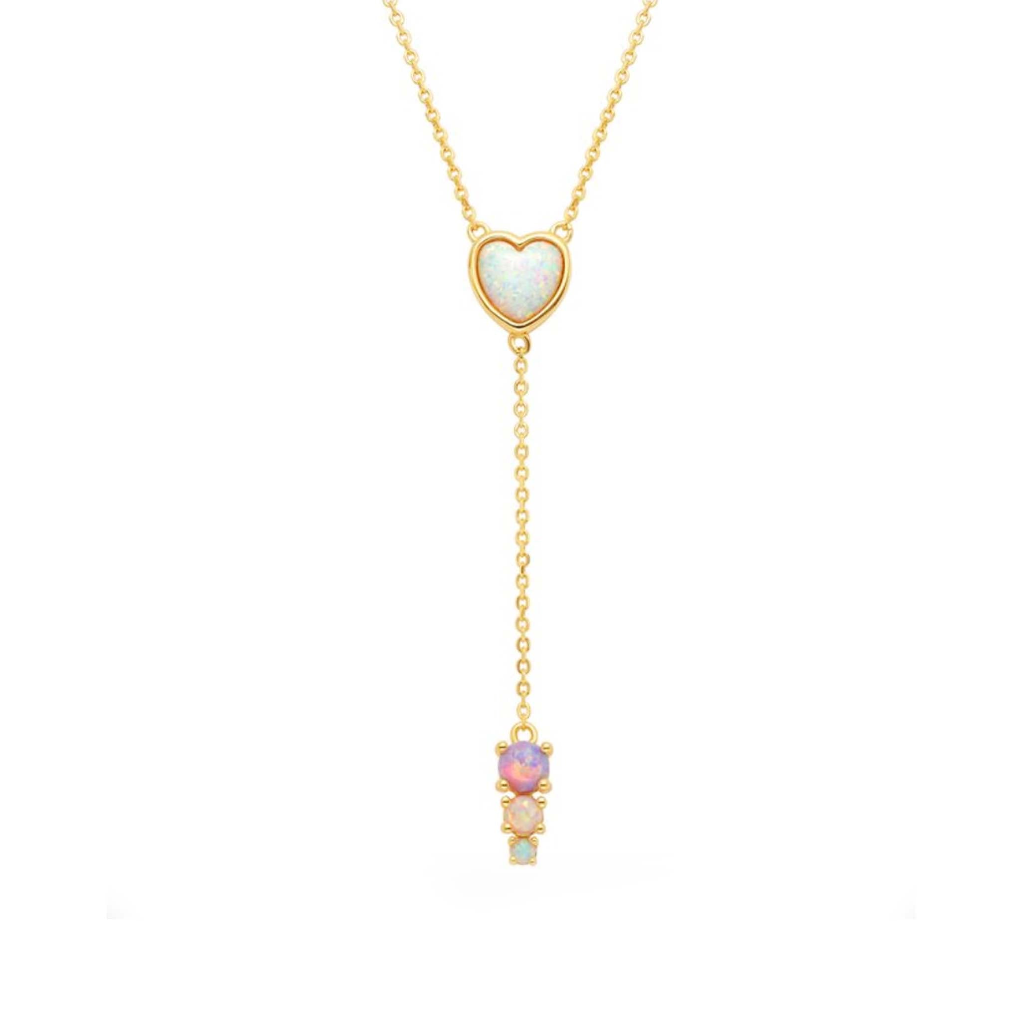 Pastel Opal Heart Lariat - La Kaiser