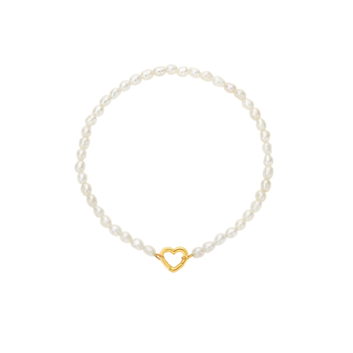 9kt Gold Pearl Heart Strung Bracelet