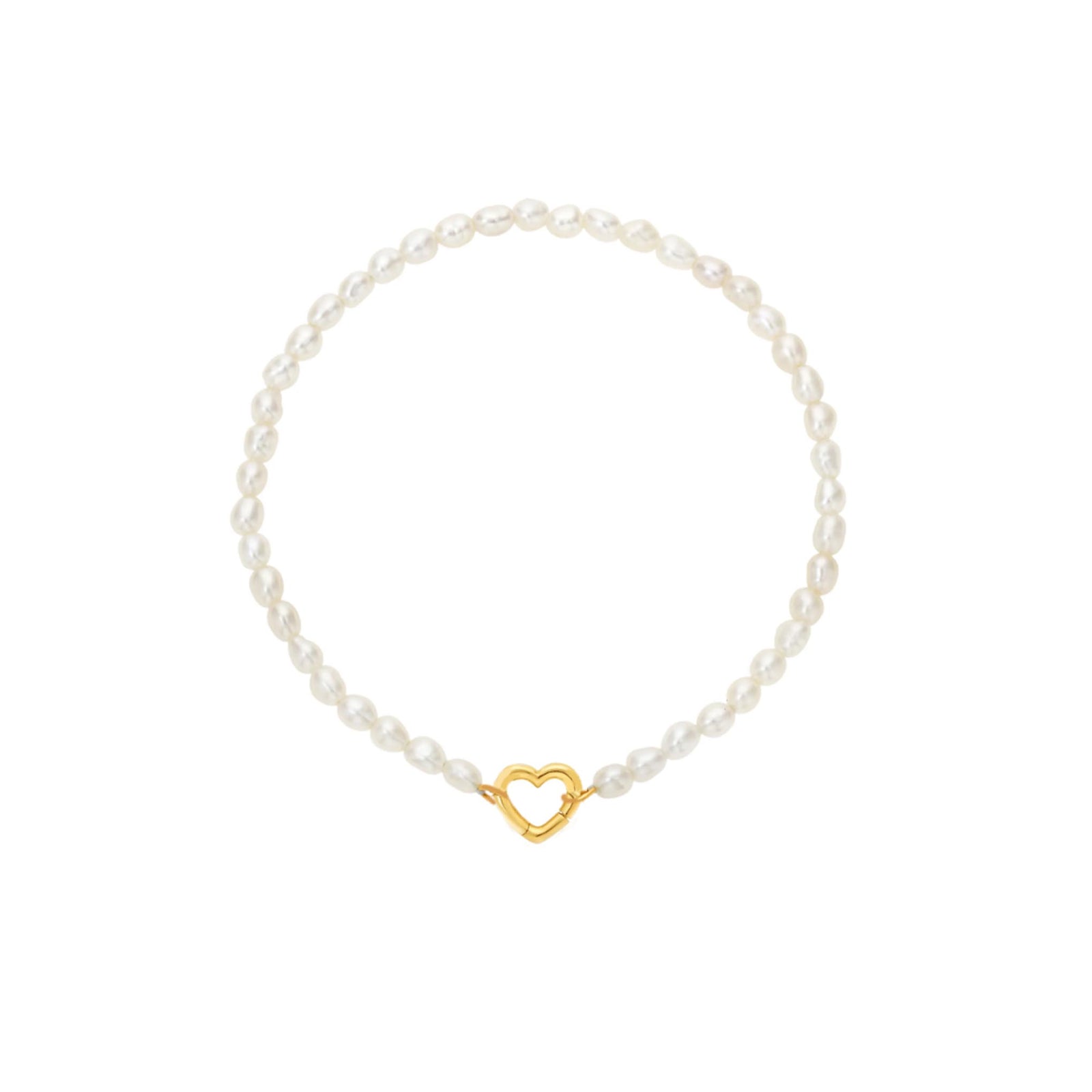 9kt Gold Pearl Heart Strung Bracelet