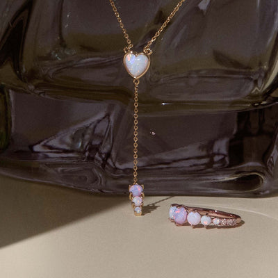 Pastel Opal Heart Lariat