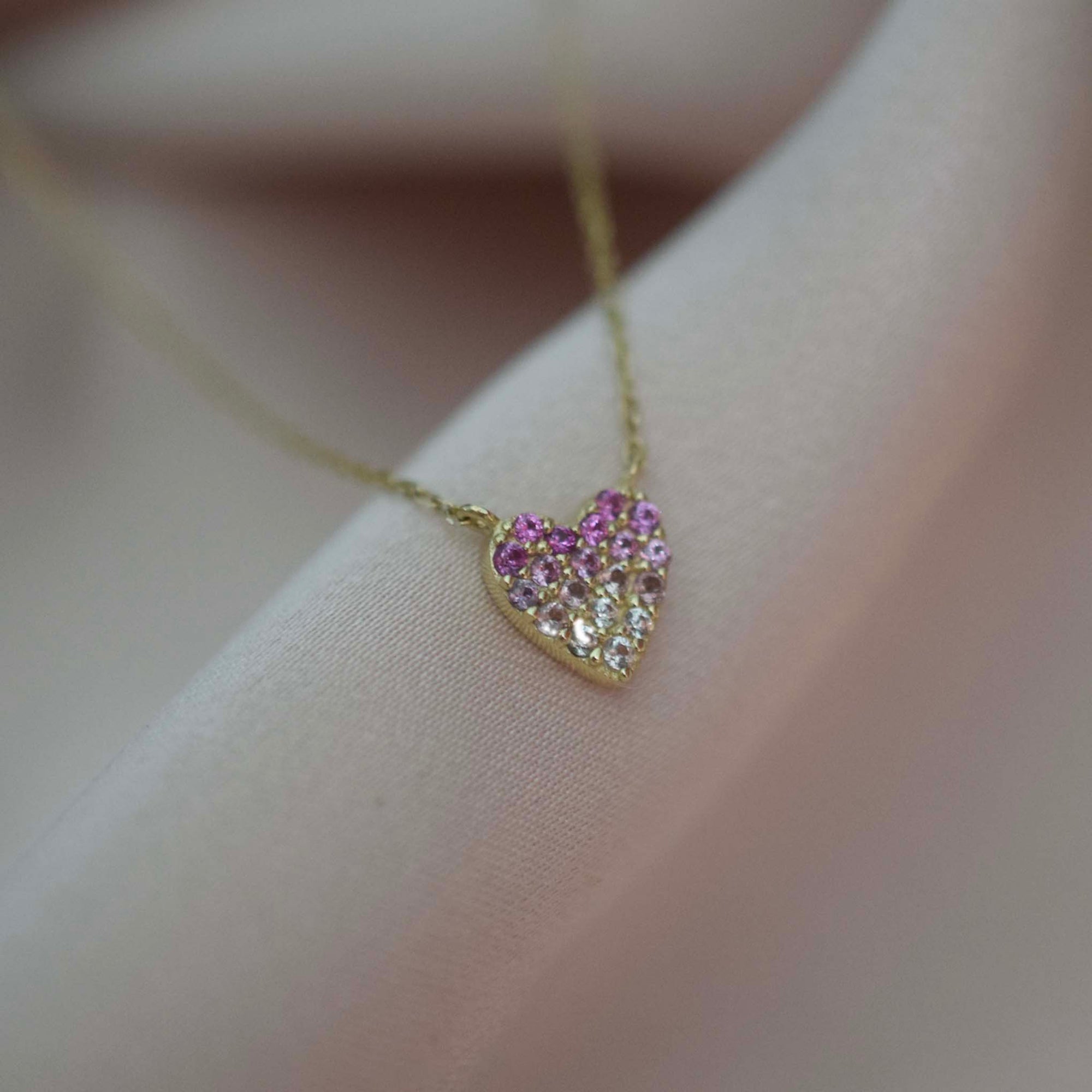14kt Pink Sapphire Heart Necklace