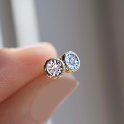 14kt Diamond Illusion Studs