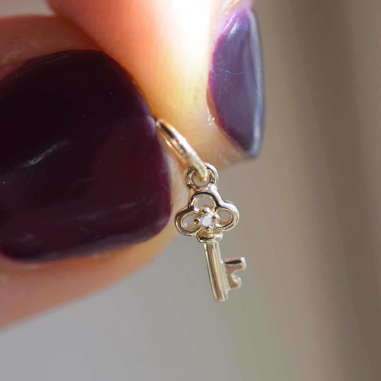 14kt Gold Diamond Key Charm
