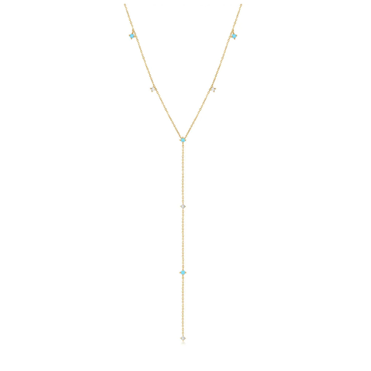 14kt Turquoise and Topaz Whispers Lariat