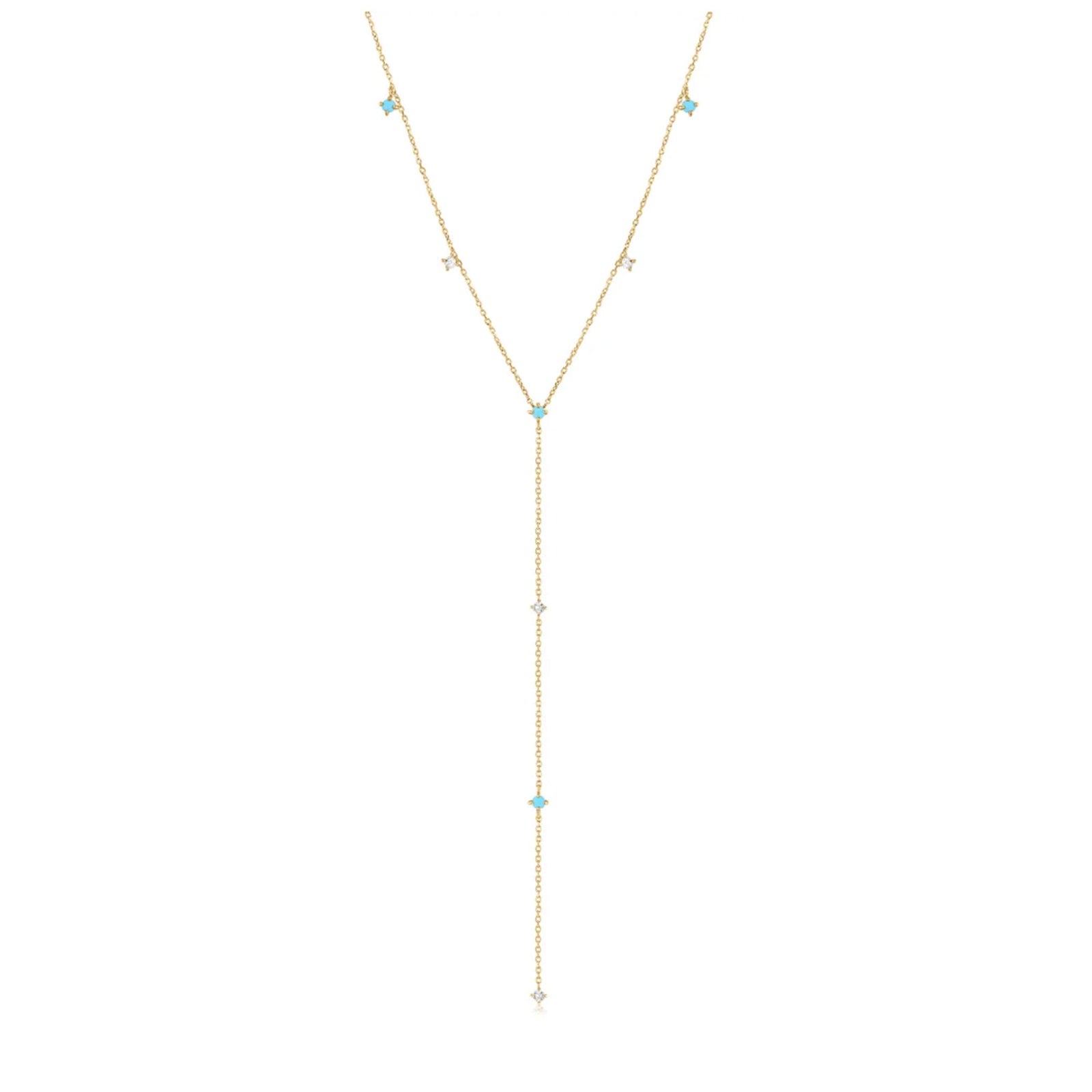 14kt Turquoise and Topaz Whispers Lariat