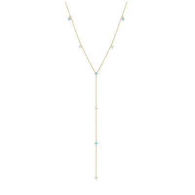 14kt Turquoise and Topaz Whispers Lariat