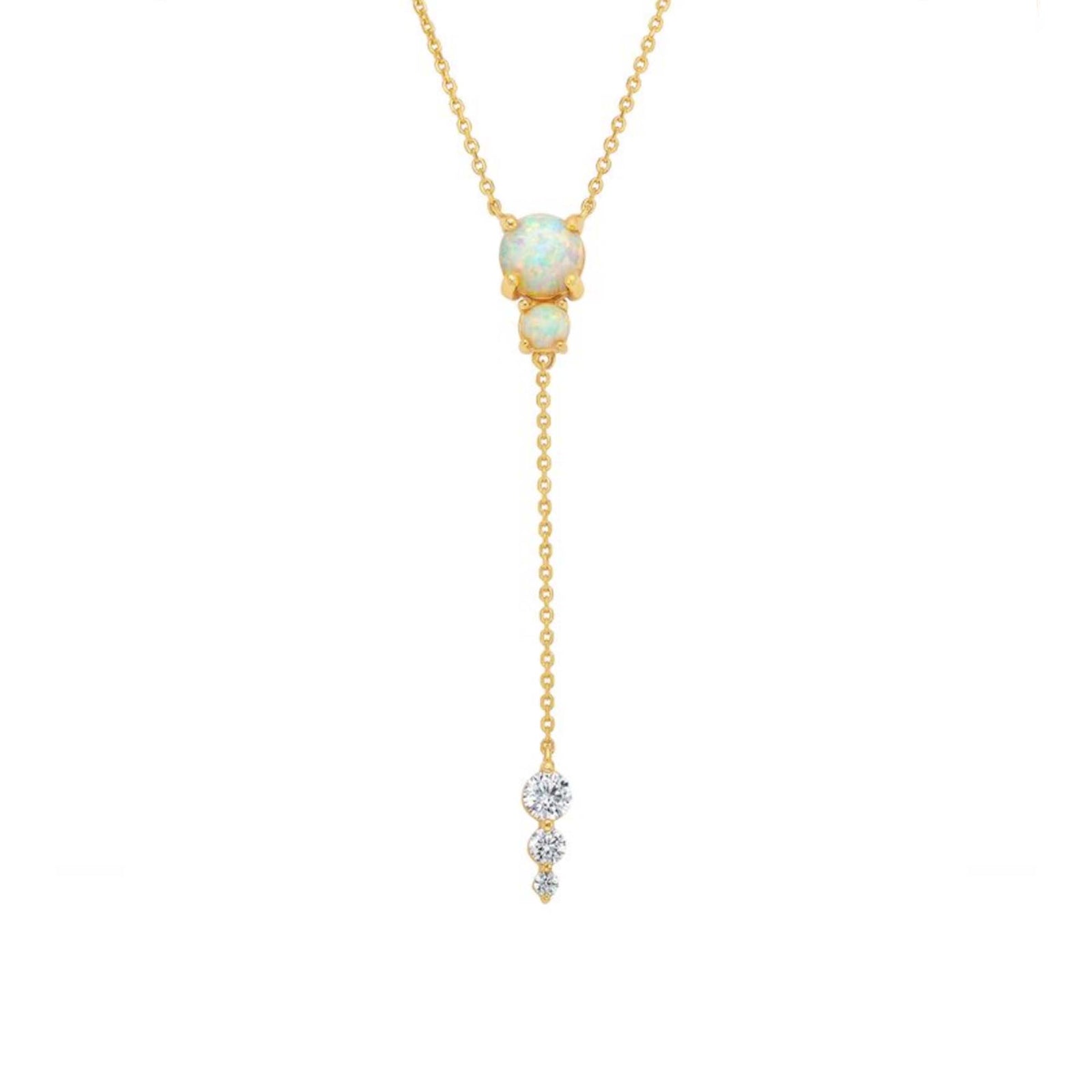 Opal & Diamond Droplet Lariat