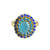 Blue Cats Eye Opal Ombre Vintage Crown Ring
