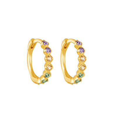 14kt Gold Rainbow Mini Hoops