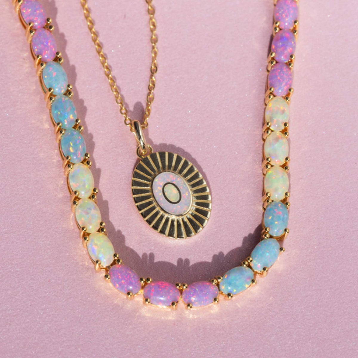 Pastel Opal Eternal Tennis Necklace - La Kaiser