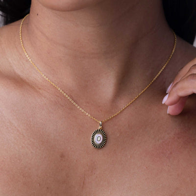 Opal Inlay Art Deco Pendant