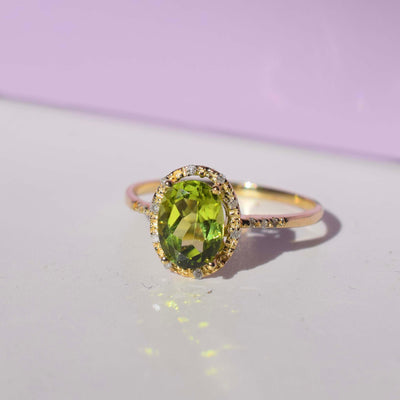 14kt Peridot & Diamond Verde Ring