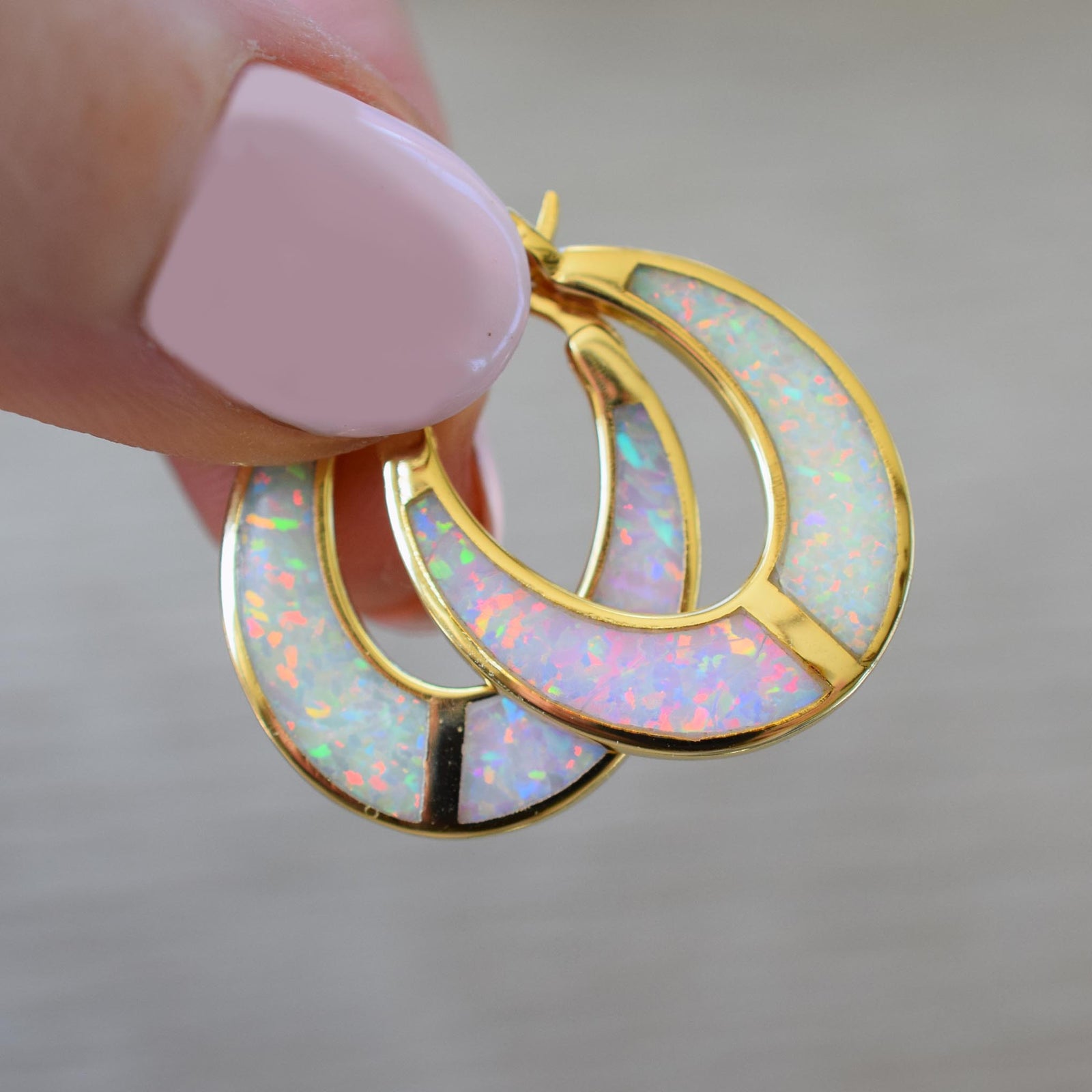 Opal Ombre Lunar Hoops