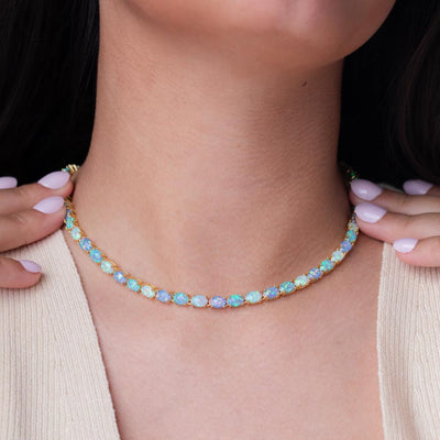 Blue Opal Eternal Tennis Necklace