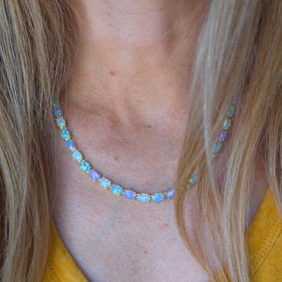 Blue Opal Eternal Tennis Necklace