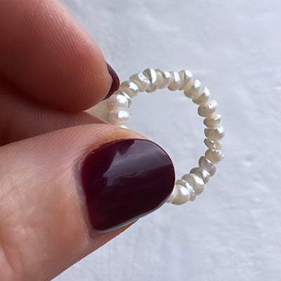 Mini White Seed Pearl Ring