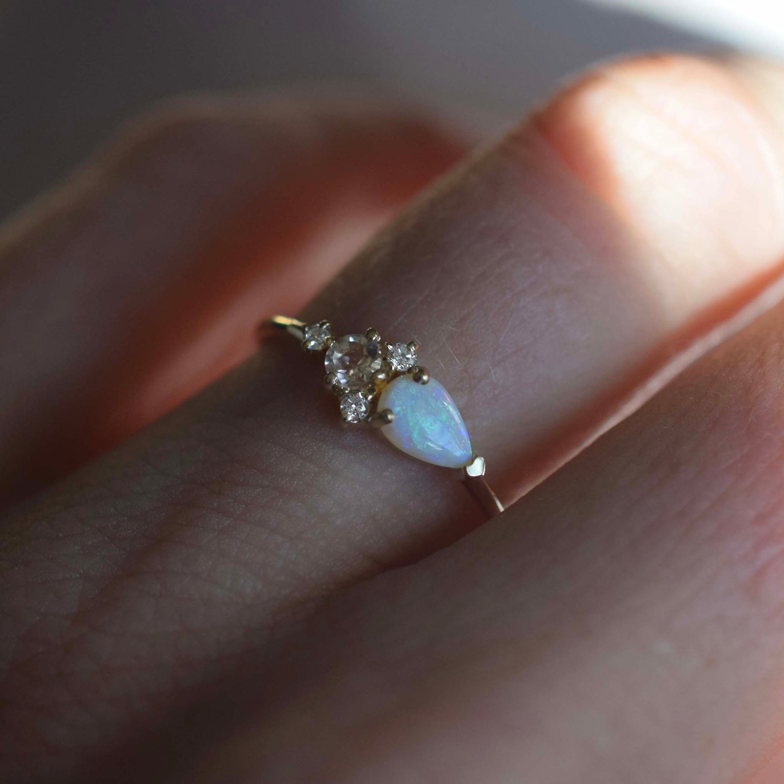 14kt Opal, Diamond and Morganite Louise Ring