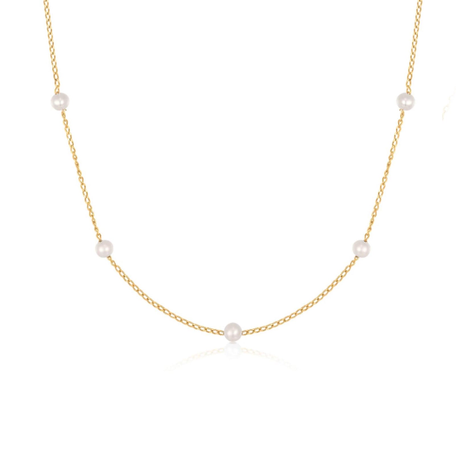14kt Gold Minimalist Pearl Necklace