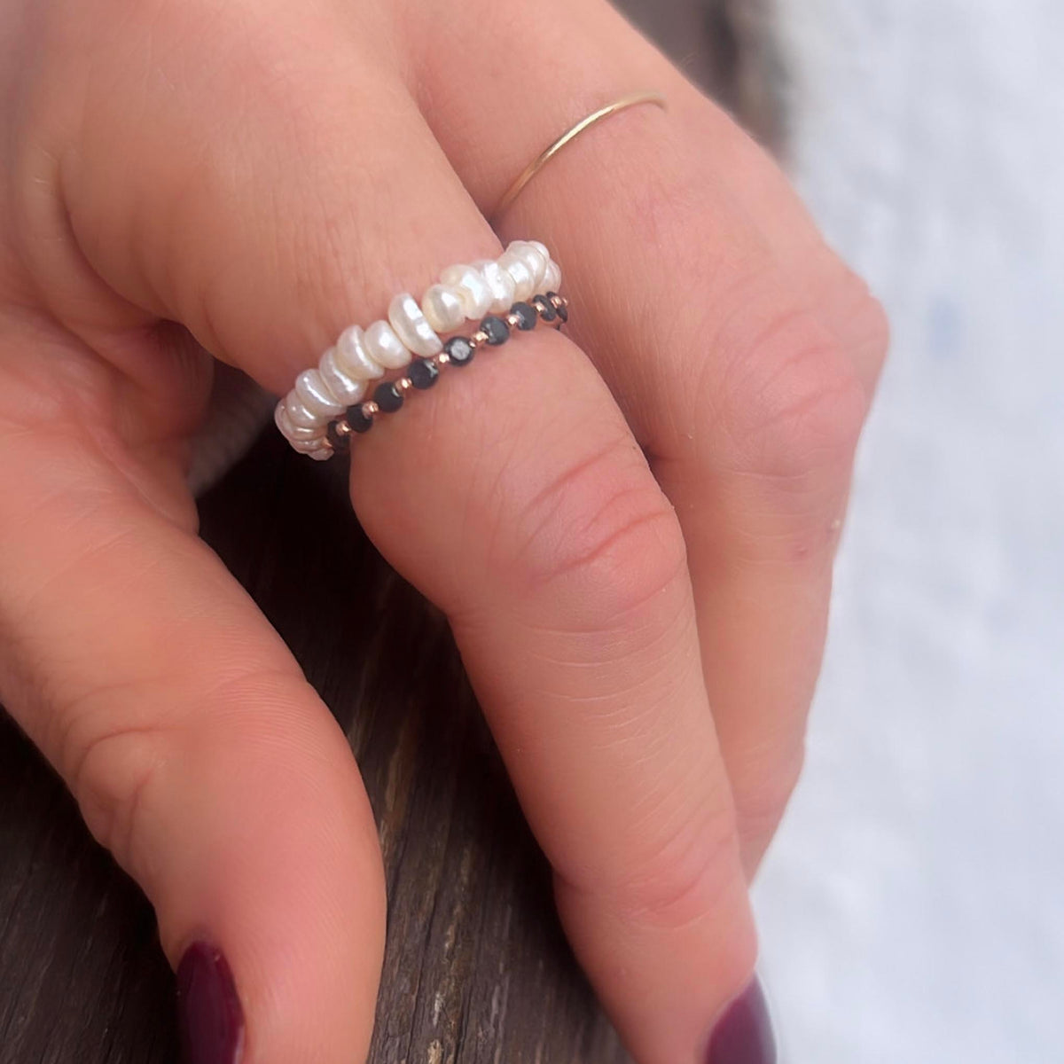 Mini White Seed Pearl Ring