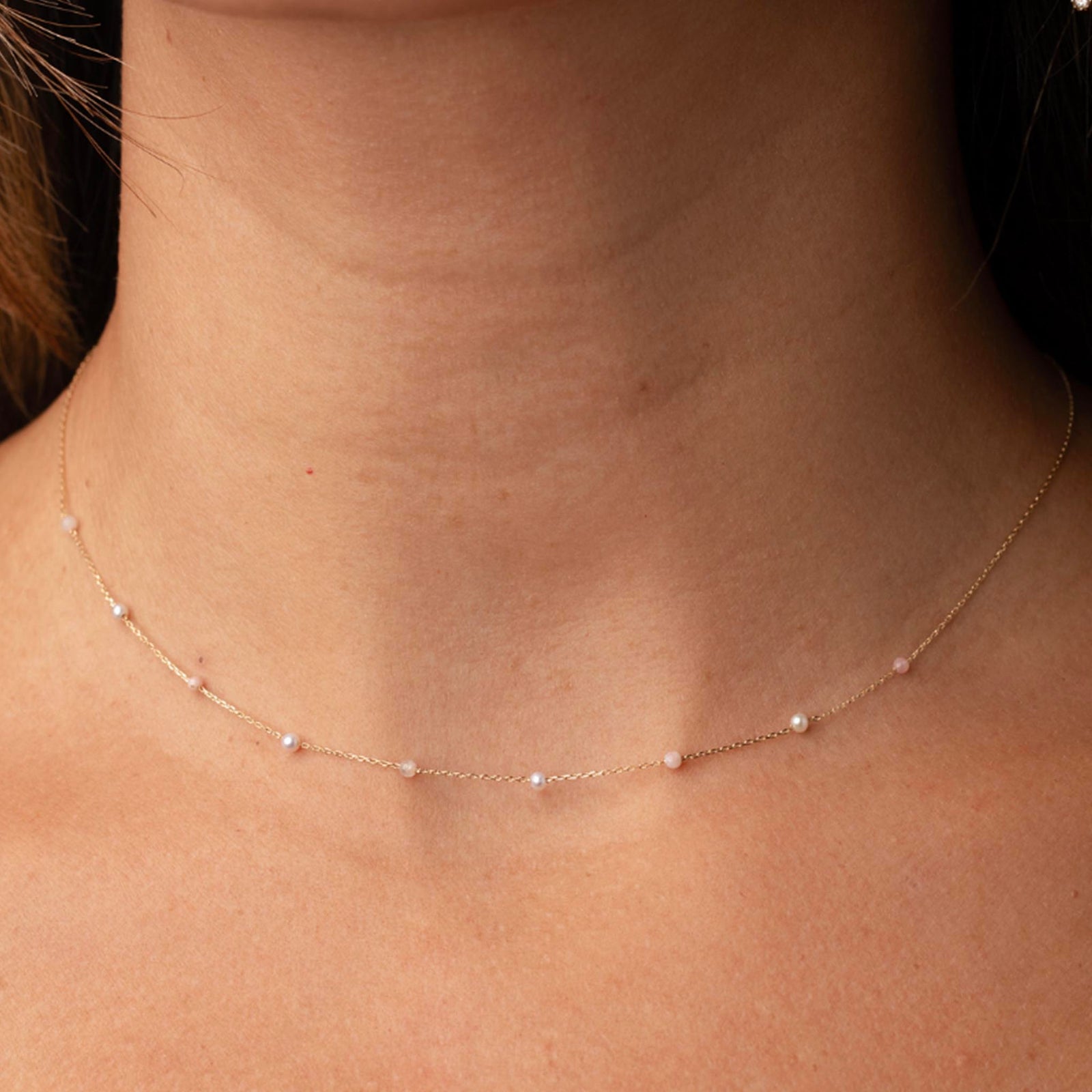 14kt Gold Pink Ombre Pearl Necklace