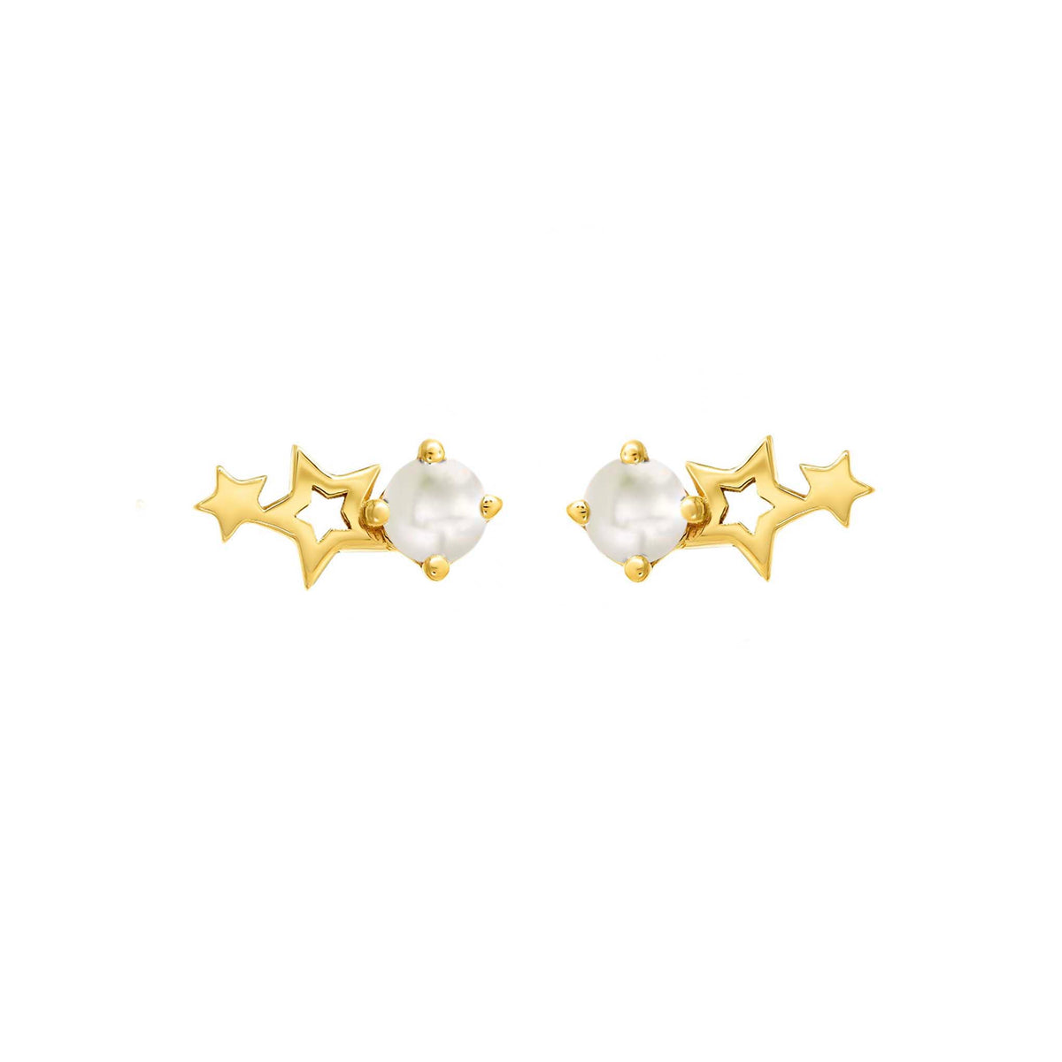 Solid Gold Celestial Birthstone Stud Earrings