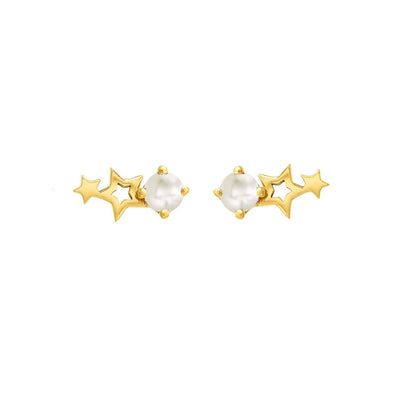 Solid Gold Celestial Birthstone Stud Earrings