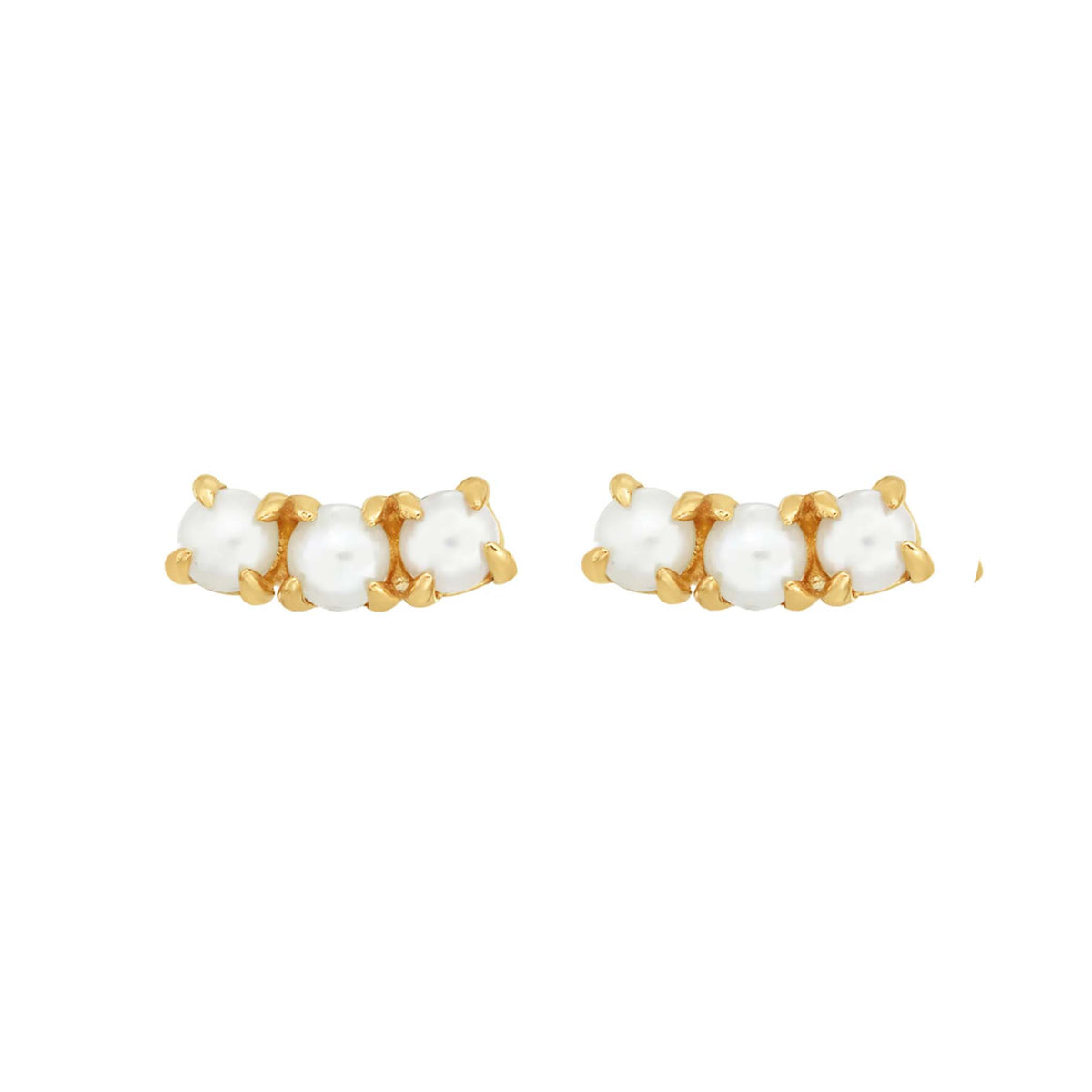 9kt Pearl Curve Studs