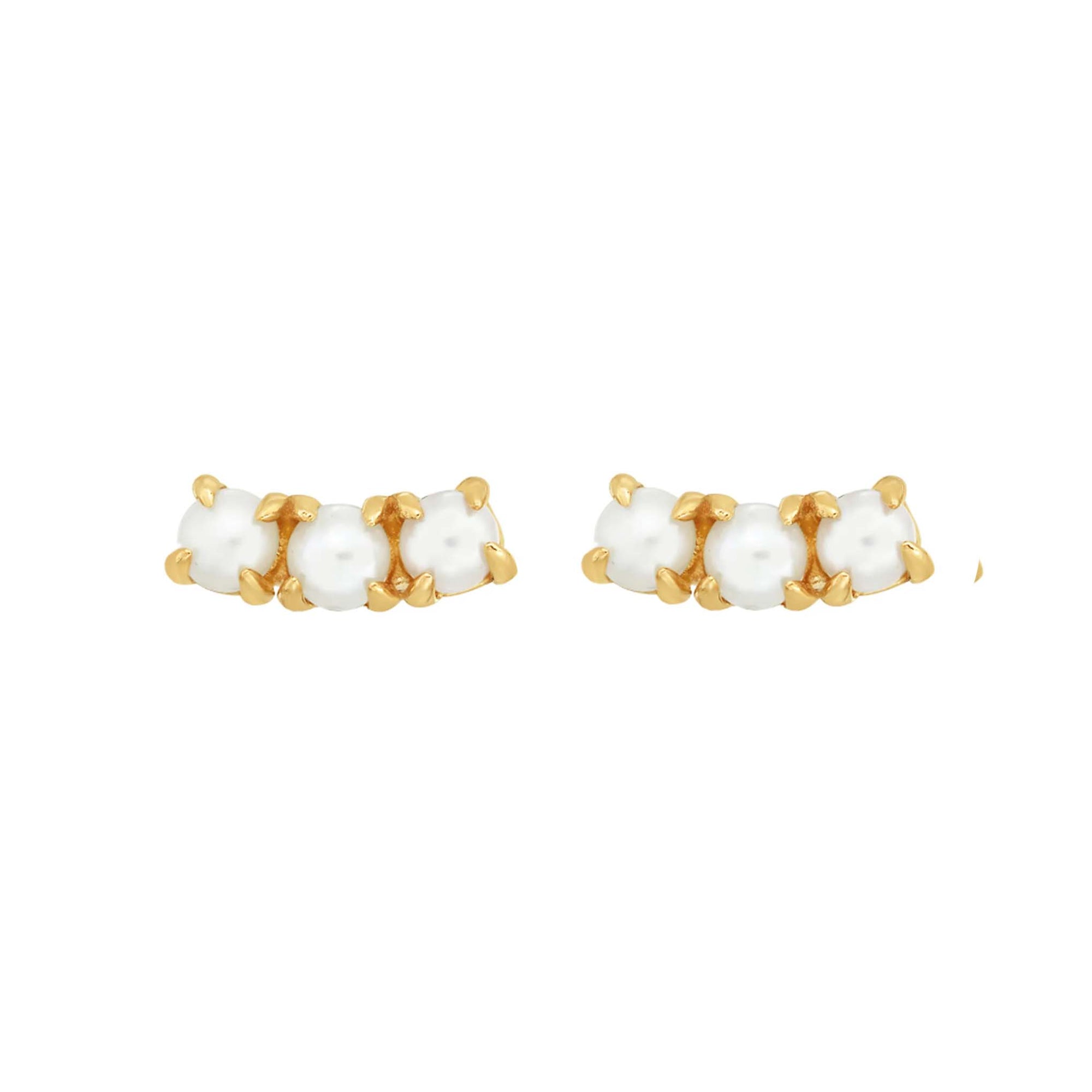9kt Pearl Curve Studs
