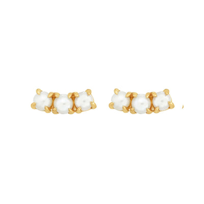 9kt Pearl Curve Studs